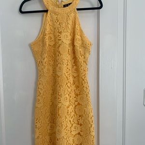 Yellow crochet detailing dress